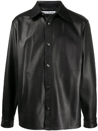 Shop Acne Studios Classic Collar Lambskin Jacket In Black