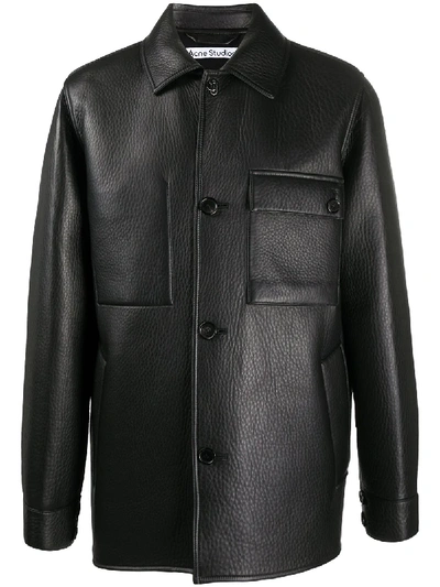Shop Acne Studios Classic Collar Lambskin Jacket In Black