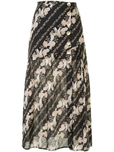 Shop We Are Kindred Bronte Paisley-print Midi Skirt In Black