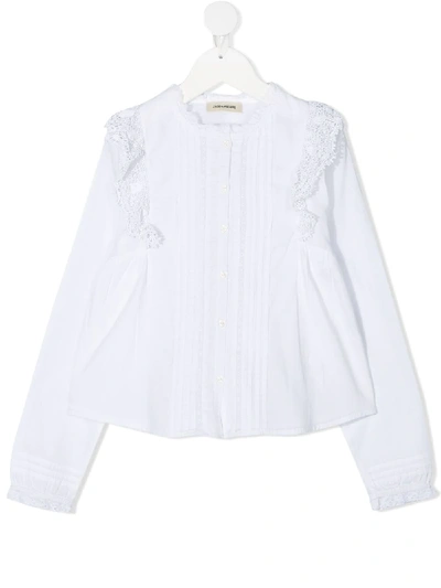 Shop Zadig & Voltaire Frill Pleated Long-sleeve Blouse In White