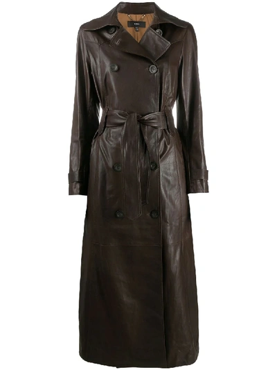 Shop Arma Double-breasted Leather Coat In Brown