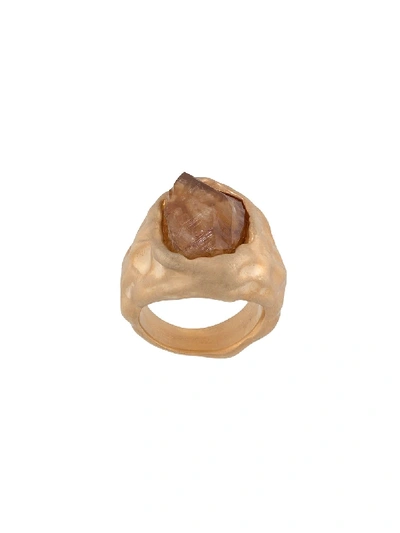 Shop Dsquared2 Molten Stone Ring In Gold