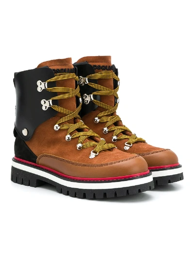 Shop Dsquared2 Teen Lace-up Boots In Brown
