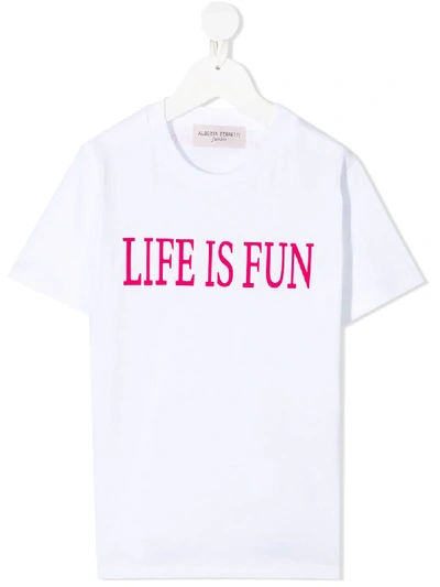 Shop Alberta Ferretti Slogan Print T-shirt In White