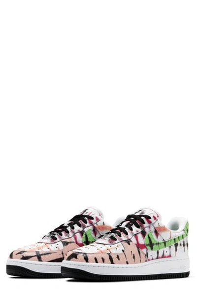 Shop Nike Air Force 1 '07 Qs Black Tie Dye Sneaker In White/ Green/ Coral/ Black
