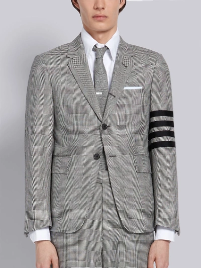 Thom Browne Prince Of Wales Check 4-bar Jacket In Black | ModeSens