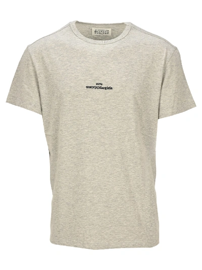 Shop Maison Margiela Martin Margiela Upside Down Logo T-shirt In Grey Melange