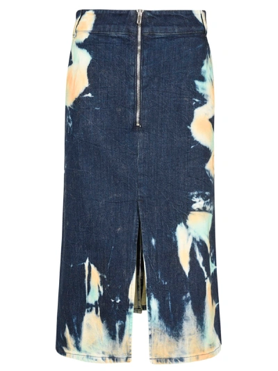 Shop Stella Mccartney Bleached Denim Skirt In Blue