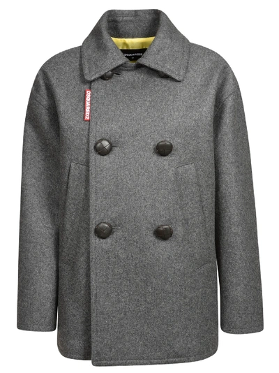 Shop Dsquared2 Double-breasted Buttoned Jacket In Grey