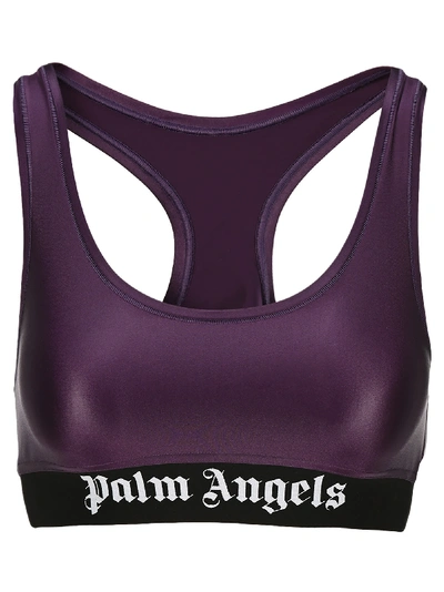 Shop Palm Angels Classic Logo Sport Bra In Purple
