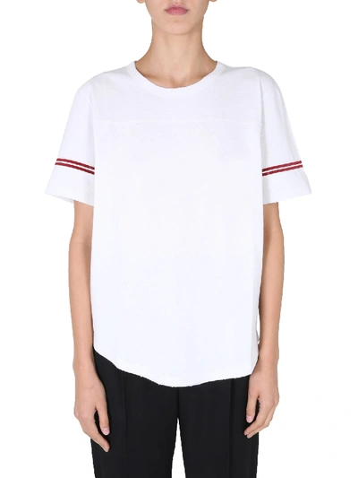 Shop Saint Laurent Crew Neck T-shirt In Bianco