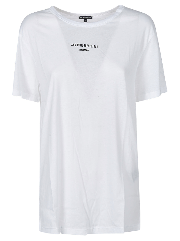 Ann Demeulemeester Chest Logo Print T-shirt In White | ModeSens
