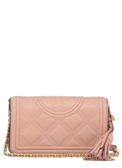 Shop Tory Burch Fleming Soft Wallet In Pink Moon