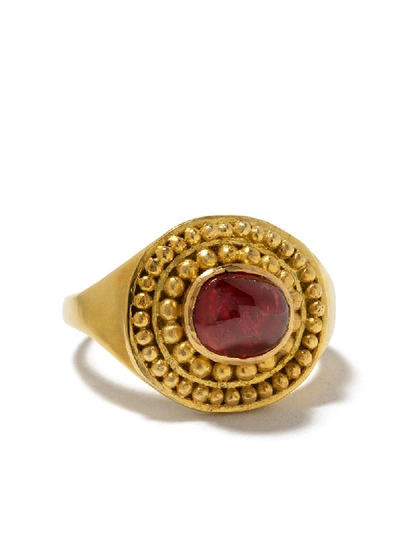 Shop Pippa Small 18kt Yellow Gold Small Zarni Spinel Ring In Red And Yellow