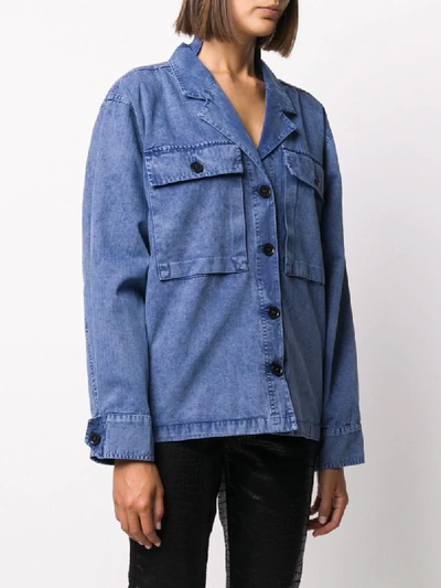 Shop Anine Bing Sawyer Cotton Shirt Jacket In Blue