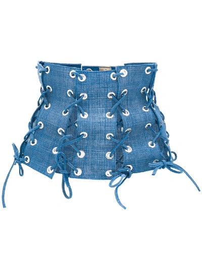 Shop Manokhi Jace Corset Belt In Blue