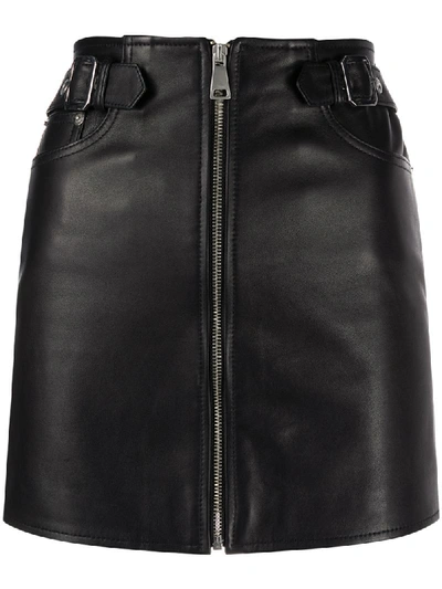 Shop Manokhi Leight Leather Mini Skirt In Black