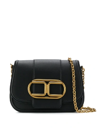Shop Elisabetta Franchi Logo Plaque Shoulder Bag In Black