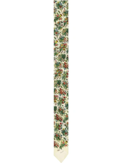 Shop Gucci Floral Neck Tie In White