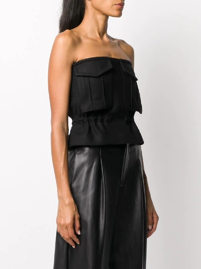 Shop Erika Cavallini Strapless Virgin Wool Blend Top In Black