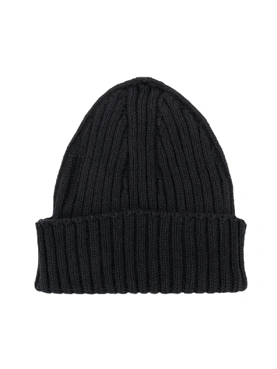 Shop Violeta E Federico Ribbed Knit Beanie In Black