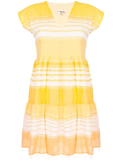 Shop Lemlem Cotton Stripe Beach Dress In Yellow