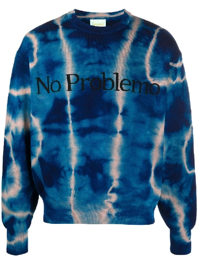 Shop Aries Tie-dye Crew Neck Jumper In Blue ,neutral