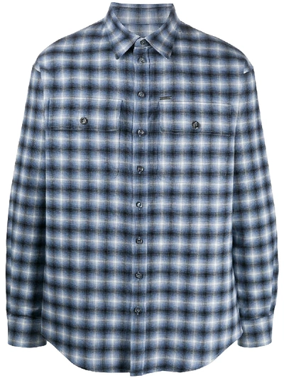 Shop Dsquared2 Long-sleeve Checked Shirt In Blue