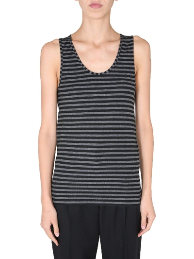 Shop Saint Laurent Round Neck Tank Top In Black