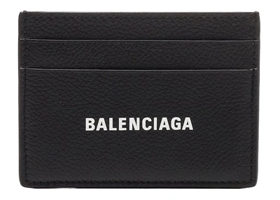 Pre-owned Balenciaga Logo Print (4 Card Slot) Card Holder Black/white