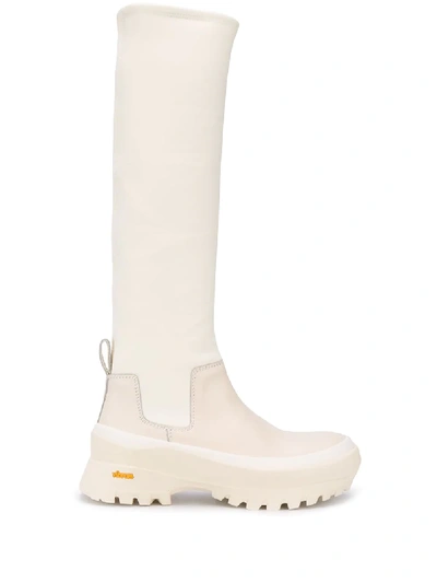 Shop Jil Sander Neoprene Knee-length Boots In Neutrals