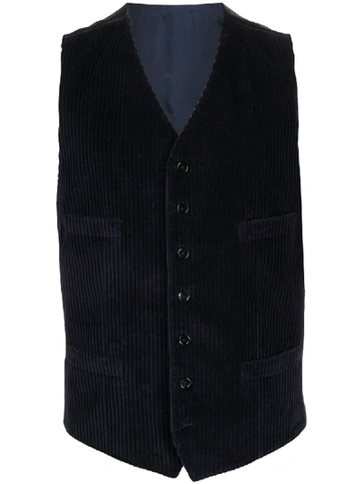 Shop Dolce & Gabbana Buttoned Corduroy Waistcoat In Blue