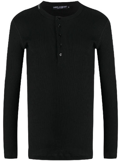 Dolce & Gabbana Fine-ribbed Long-sleeve T-shirt In Black