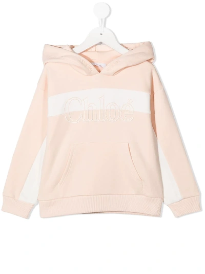 Shop Chloé Embroidered Logo Hoodie In Neutrals