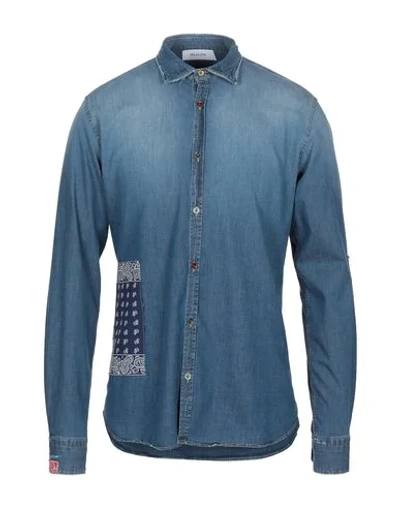 Shop Aglini Denim Shirts In Blue