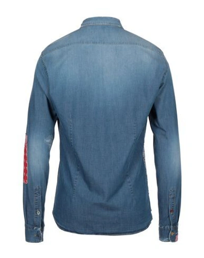 Shop Aglini Denim Shirts In Blue