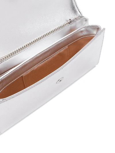 Shop Roger Vivier Leather Clutch In Silver