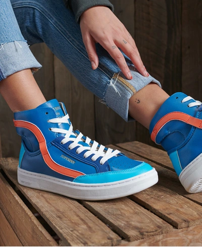 Shop Superdry Women's Vegan Basket Lux Trainers Blue / Blue/orange