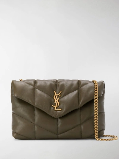 Shop Saint Laurent Padded Lou Crossbody Bag In Green