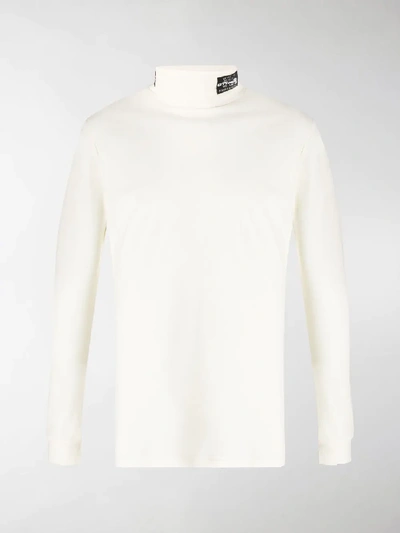 Shop Raf Simons Roll Neck Fitted Jumper In Fine Knit In Neutrals