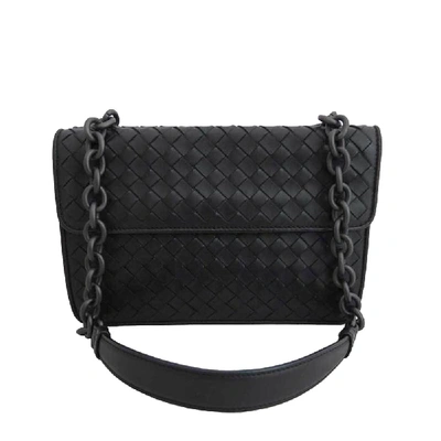 Pre-owned Bottega Veneta Black Intrecciato Leather Chain Shoulder Bag