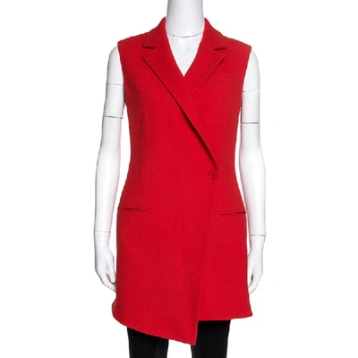 Pre-owned Dior Red Wool Mini Coat Dress M