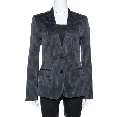 Pre-owned Dolce & Gabbana Black Pinstriped Cotton Tailored Blazer M