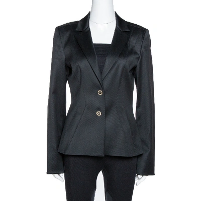 Pre-owned Versace Black Wool Medusa Chain Detail Tailored Blazer M