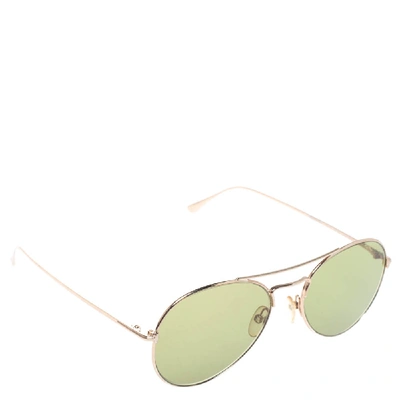 Pre-owned Tom Ford Rose Gold Tone/ Green Tf551 Aviator Sunglasses