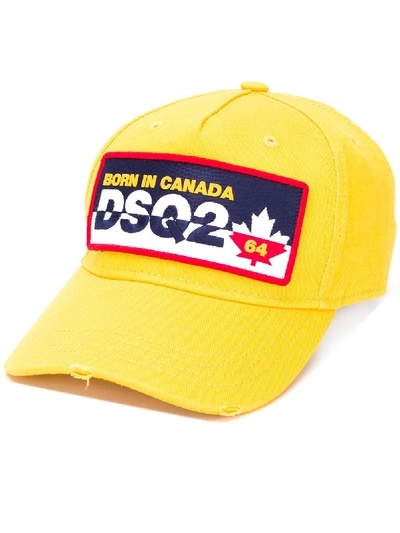 Shop Dsquared2 Logo Embroidered Cap In Yellow