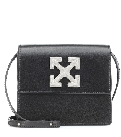 Shop Off-white Jitney Small Leather Shoulder Bag In Black