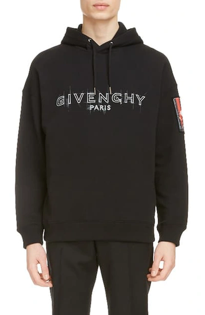 Shop Givenchy Rare Logo Cotton Hoodie In Black