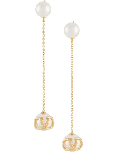 Shop Valentino Vlogo Drop Earrings In Gold