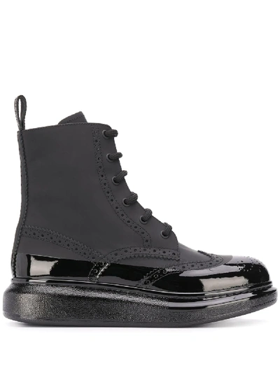 Shop Alexander Mcqueen Hybrid Lace-up Boots In Black